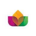 Full color modern lotus flower leaf logo design Royalty Free Stock Photo