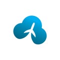 Aero plane blue cloud travel logo design