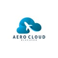 Aero plane blue cloud logo design