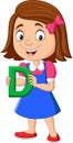 Little girl cartoon holding alphabet letter D