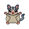 Cute little sugar glider cartoon posing