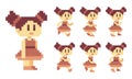 Pixel cute girl character walk run animation illustration