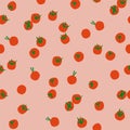 Vector cute mini tomato illustration motif seamless repeat pattern