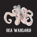 Sea Warlord Octopus T-shirt Design Vector Illustration
