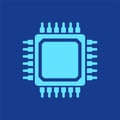 Digital modern microchip, cpu on computer motherboard. Futuristic high performance processor. Database, processign concept. Vector Royalty Free Stock Photo