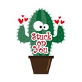 Stuck on you - funny cactus with heart