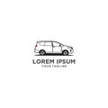 Simple VAN car vector illustration concept with black stripes and red taillights Royalty Free Stock Photo
