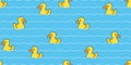 Duck seamless pattern vector rubber duck swimming wave bird farm fish cartoon scarf isolated repeat wallpaper tile background illu