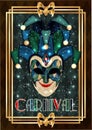 Venice carnival mask, vip card in art deco style Royalty Free Stock Photo