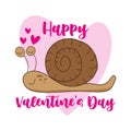 Happy Valentine`s Day - cute snail with hearts