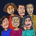 A group of people confused and suspense emotion faces.