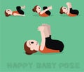 Yoga Tutorial Happy Baby Pose Cute Cartoon Vector Illustration