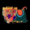 Chinese Lion Dance Full Body Illustration Royalty Free Stock Photo