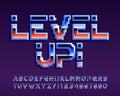 Level Up alphabet font. Pixel letters and numbers.