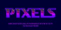 Pixels alphabet font. Pixel letters and numbers.