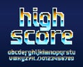 High Score alphabet font. Pixel letters and numbers.