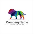 Colorful creative geometric lion Logo Suitable For Company Logos Business Media Games Personal Needs And Others. animal wild leo Royalty Free Stock Photo