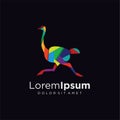 Abstract Flat geometric ostrich run Logo colorful Suitable For Company Logos Business Media Games Personal Needs And Others