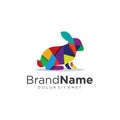 Abstract Colorful gradient rabbit Logo Suitable For Company Logos Business Media Games Personal Needs. bunny logo geometric Royalty Free Stock Photo