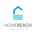 Modern creative Home house wave logo design. Tropical Summer Beach House Logo Design Template Vector Illustration of tourism