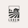 Agriculture and farming logo Farm house landscape Vector illustration of organic products and labels. harvest logos, fresh and hea Royalty Free Stock Photo