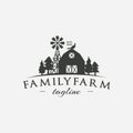 Agriculture and farming logo Farm house landscape Vector illustration of organic products and labels. harvest logos, fresh Royalty Free Stock Photo