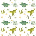 Print. Vector seamless background with dinosaurs. Jurassic Park. Children`s pattern. Royalty Free Stock Photo