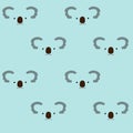 Print. Blue seamless background with koala muzzles