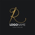 Letter R Sewing Needle Logo Design Vector Icon Graphic Royalty Free Stock Photo
