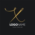 Letter X Sewing Needle Logo Design Vector Icon Graphic Royalty Free Stock Photo