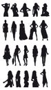 Silhouettes of women modeling clothes. Silhouette in Vectors. Laser cut. T-shirt print