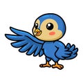 Cute little blue bird cartoon waving hand Royalty Free Stock Photo