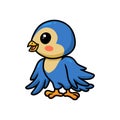 Cute little blue bird cartoon standing Royalty Free Stock Photo