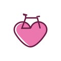 Love bike heart bycicle shape logo design