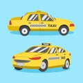 Yellow taxi car flat illustration