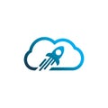 Blue cloud rocket logo design Royalty Free Stock Photo