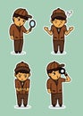 Illustration vector graphic of detective sticker cartoon characters.