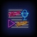 Music Studio Neon Signs Style Text Vector Royalty Free Stock Photo