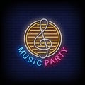 Music Party Neon Signs Style Text Vector Royalty Free Stock Photo