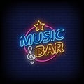Music Bar Neon Signs Style Text Vector Royalty Free Stock Photo
