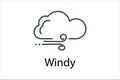 Windy icon thin line stock illustration.
