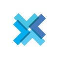 Blue color initial x letter target logo design