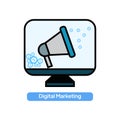 Digital marketing giveaway concept vector flat illustration, speaker and coin icon.