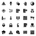 Glyph icons for love and valentine.