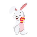 Cute little white bunny holding Easter egg Royalty Free Stock Photo