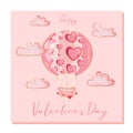 Valentine\'s Day gift card. Romantic template with hand drawn elements. Royalty Free Stock Photo