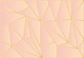 Illustration, geometric background, shades of pink and gold line. Abstract background with triangles