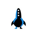 Rocket logo flat vector illustration, blue and black color. Royalty Free Stock Photo