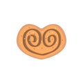 Heart-shaped cinnamon bun. Sweet treat with sugar Royalty Free Stock Photo