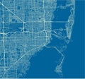 Blue and White vector city map of Miami.